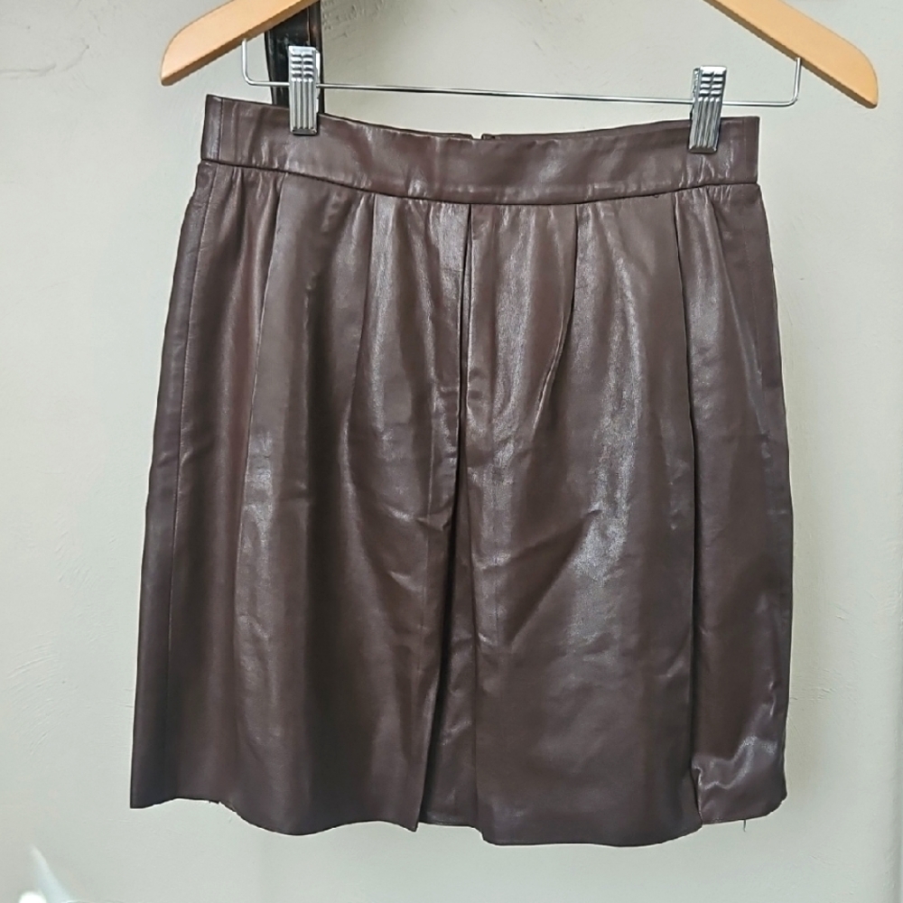 Vince // Leather Kick Pleat Skirt